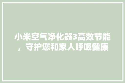 小米空气净化器3高效节能，守护您和家人呼吸健康 灯具安装