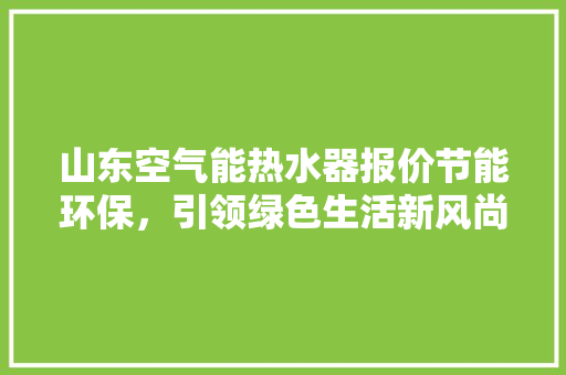 山东空气能热水器报价节能环保，引领绿色生活新风尚 家居维修