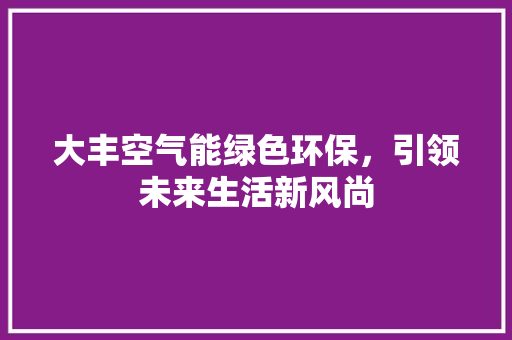 大丰空气能绿色环保，引领未来生活新风尚 翻新改色