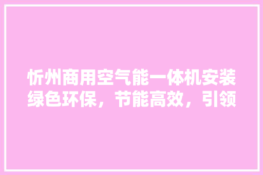 忻州商用空气能一体机安装绿色环保，节能高效，引领未来能源潮流 龙头管件