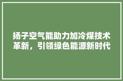 扬子空气能助力加冷煤技术革新，引领绿色能源新时代 空调