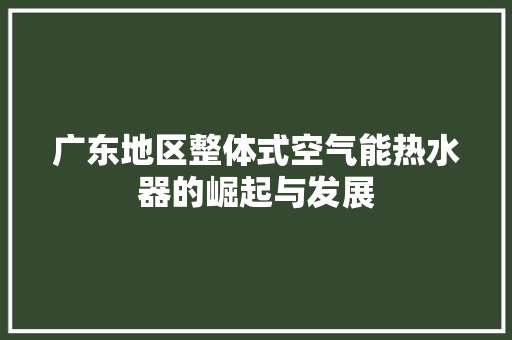 广东地区整体式空气能热水器的崛起与发展 水电维修
