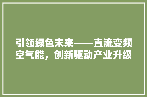 引领绿色未来——直流变频空气能，创新驱动产业升级 贴膜