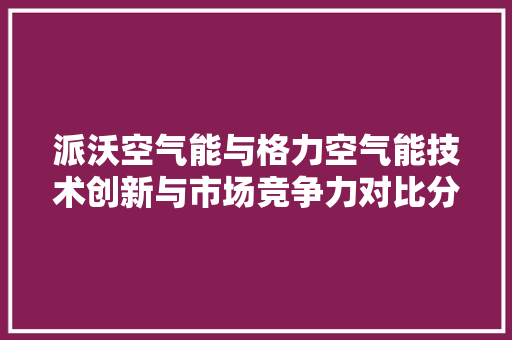派沃空气能与格力空气能技术创新与市场竞争力对比分析 水电维修