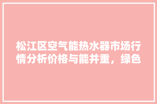 松江区空气能热水器市场行情分析价格与能并重，绿色节能成主流 家居维修