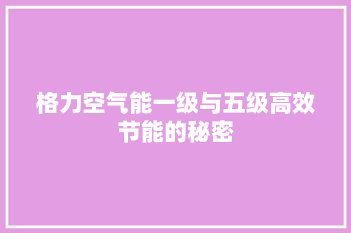 格力空气能一级与五级高效节能的秘密 局部翻新