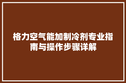 格力空气能加制冷剂专业指南与操作步骤详解 家具修理