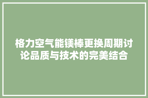 格力空气能镁棒更换周期讨论品质与技术的完美结合 洗衣机