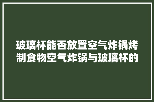 玻璃杯能否放置空气炸锅烤制食物空气炸锅与玻璃杯的兼容 龙头管件