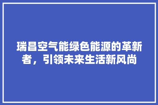 瑞昌空气能绿色能源的革新者，引领未来生活新风尚 家电维护