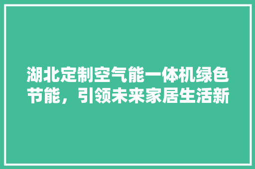 湖北定制空气能一体机绿色节能，引领未来家居生活新风尚 家居维修