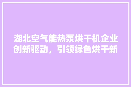 湖北空气能热泵烘干机企业创新驱动，引领绿色烘干新潮流 水电维修