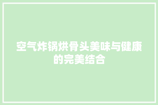 空气炸锅烘骨头美味与健康的完美结合 空调