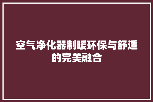 空气净化器制暖环保与舒适的完美融合 局部翻新