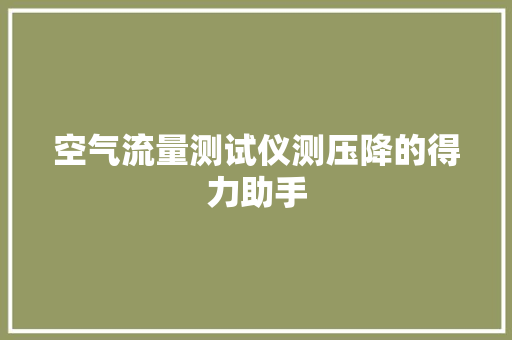 空气流量测试仪测压降的得力助手 热水器