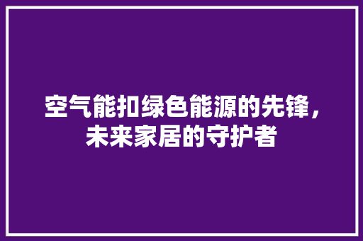 空气能扣绿色能源的先锋，未来家居的守护者 清洁保养