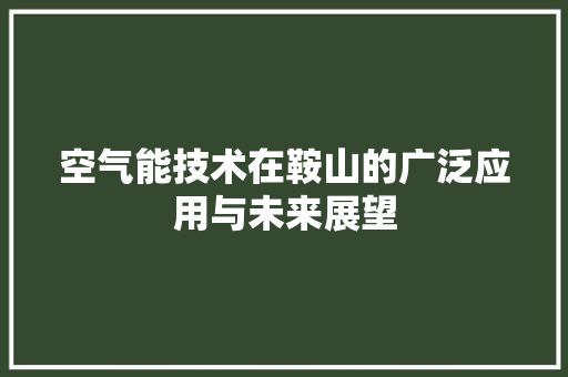 空气能技术在鞍山的广泛应用与未来展望 贴膜