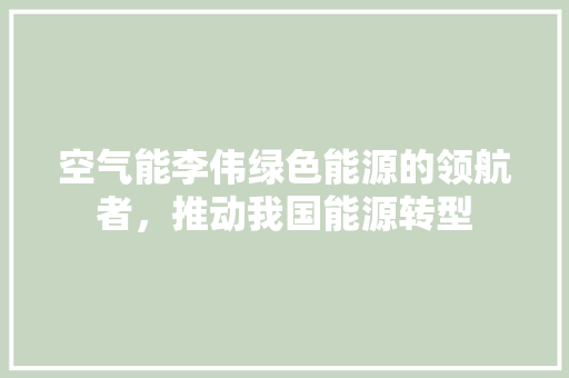 空气能李伟绿色能源的领航者，推动我国能源转型 洁具维修