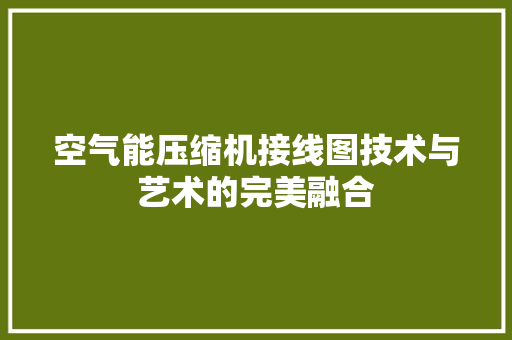 空气能压缩机接线图技术与艺术的完美融合 洗衣机