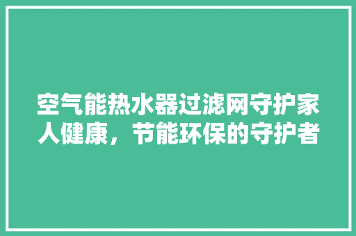 空气能热水器过滤网守护家人健康，节能环保的守护者 局部翻新
