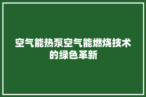 空气能热泵空气能燃烧技术的绿色革新 龙头管件