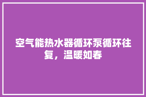 空气能热水器循环泵循环往复，温暖如春 旧房改造