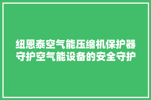 纽恩泰空气能压缩机保护器守护空气能设备的安全守护神 龙头管件
