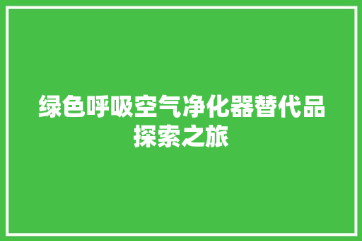 绿色呼吸空气净化器替代品探索之旅 热水器