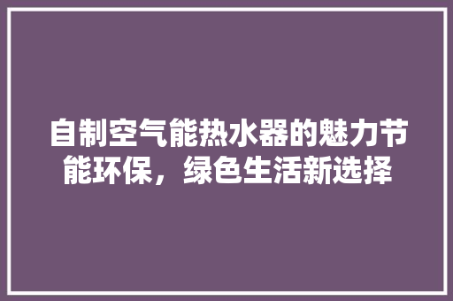 自制空气能热水器的魅力节能环保，绿色生活新选择 水电维修