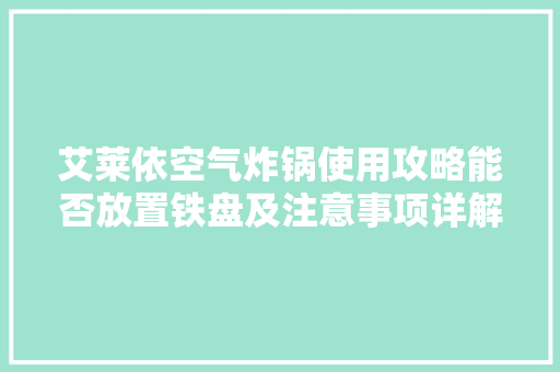 艾莱依空气炸锅使用攻略能否放置铁盘及注意事项详解 翻新改色