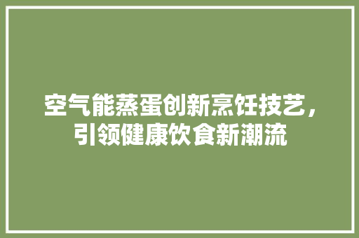 空气能蒸蛋创新烹饪技艺，引领健康饮食新潮流 旧房改造