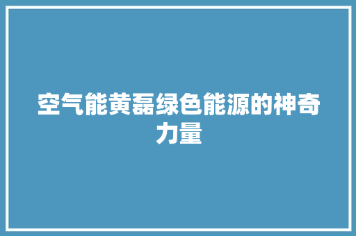 空气能黄磊绿色能源的神奇力量 家电维护