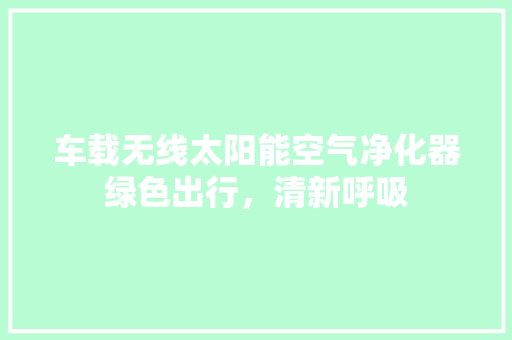 车载无线太阳能空气净化器绿色出行，清新呼吸 龙头管件
