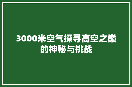 3000米空气探寻高空之巅的神秘与挑战 家居维修