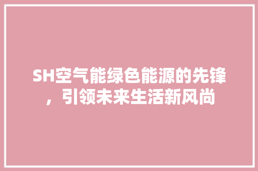 SH空气能绿色能源的先锋，引领未来生活新风尚 家居维修