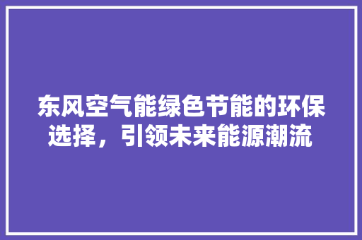 东风空气能绿色节能的环保选择，引领未来能源潮流 家具修理
