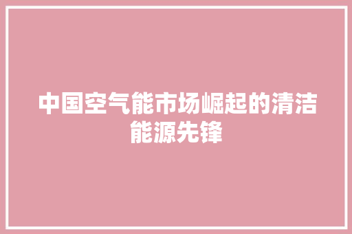 中国空气能市场崛起的清洁能源先锋 热水器