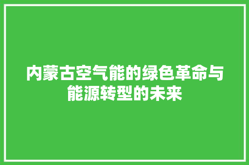 内蒙古空气能的绿色革命与能源转型的未来 龙头管件