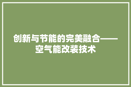 创新与节能的完美融合——空气能改装技术 洁具维修