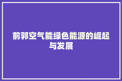 前郭空气能绿色能源的崛起与发展 空调