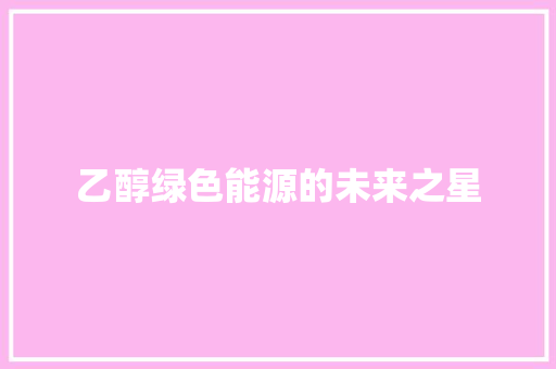 乙醇绿色能源的未来之星 清洁保养 乙醇绿色能源的未来之星 清洁保养