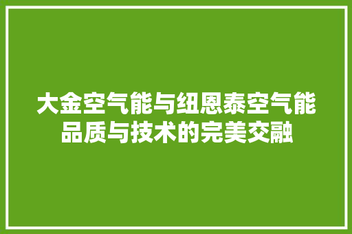 大金空气能与纽恩泰空气能品质与技术的完美交融 局部翻新