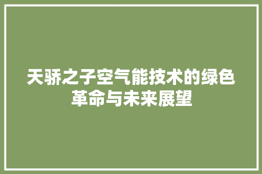 天骄之子空气能技术的绿色革命与未来展望 装修设计
