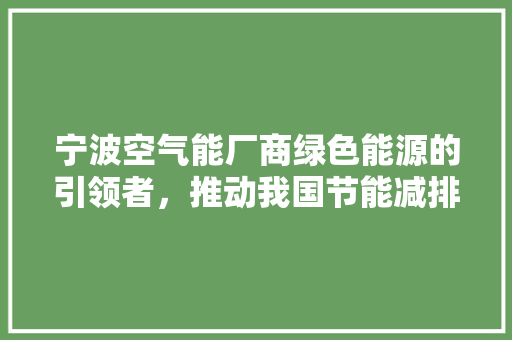 宁波空气能厂商绿色能源的引领者，推动我国节能减排事业 局部翻新