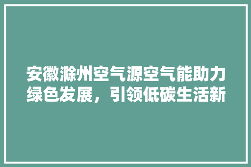 安徽滁州空气源空气能助力绿色发展，引领低碳生活新风尚 灯具安装