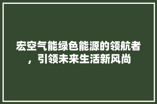 宏空气能绿色能源的领航者，引领未来生活新风尚 家具修理
