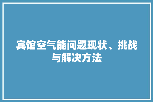 宾馆空气能问题现状、挑战与解决方法 贴膜