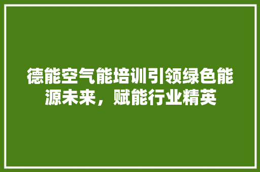 德能空气能培训引领绿色能源未来，赋能行业精英 清洁保养