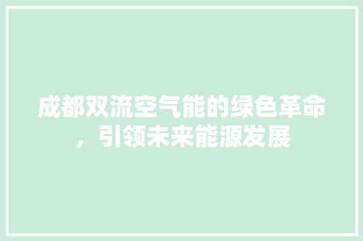 成都双流空气能的绿色革命，引领未来能源发展 空调