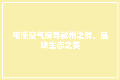 屯溪空气探寻徽州之韵，品味生态之美 水电维修